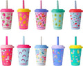 REDUCE GoGo's Kids Portable Tumbler Cups with Lids and Spill-Proof Straws - 10 Pack of Stackable 12 oz Tumblers with Twist-On Lids - Easy Storage, Dishwasher Safe - Play Date by Reduce
