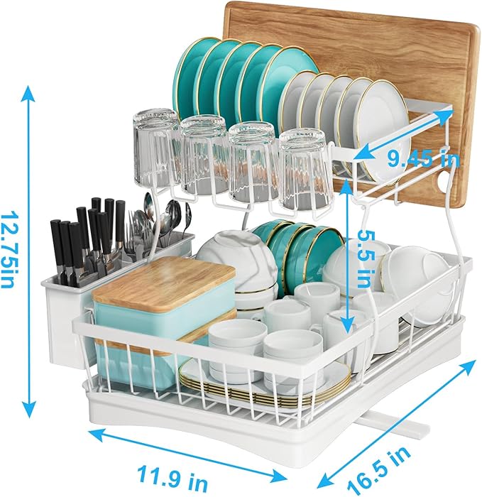 7 code Large Dish Drying Rack, 2-Tier Dish Racks - Image 3