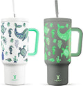 Meoky 40 oz Glow in the Dark Tumbler with Handle and Straw, Tumbler with Lid and Straw, Insulated Stainless Steel Travel Mug, 100% Leak-proof, Keeps Cold for 34 Hours (Sea Life) by MEOKY