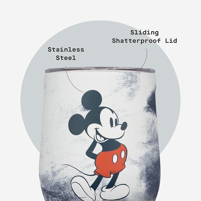 Corkcicle Stemless Insulated Wine Glass Tumbler - Beverages Cold 6 & Hot 3 Hours - Stainless Steel - Easy-Grip - Summer Drinkware Gift - Keeps Drinks Ice - 12 oz - Mickey Tie Dye - Image 5