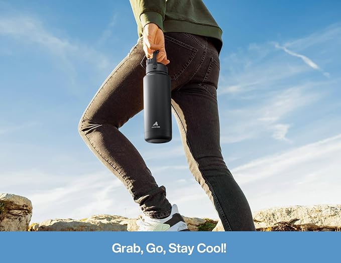 POWCAN 32 oz Insulated Water Bottle with 2-in-1 Straw and Spout Lid, Keep Cold 24H, Leak-Proof, BPA-Free, Double Wall Stainless Steel Water Bottle for Sports, Gym, Travel, and School (Sea Breeze) - Image 6