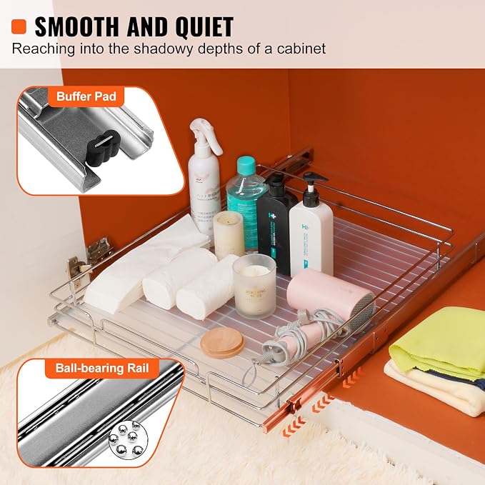 VEVOR 21.5" Wx21 Dx3.5 H Pull Out Cabinet Organizer, Heavy Duty Slide Out - Image 3