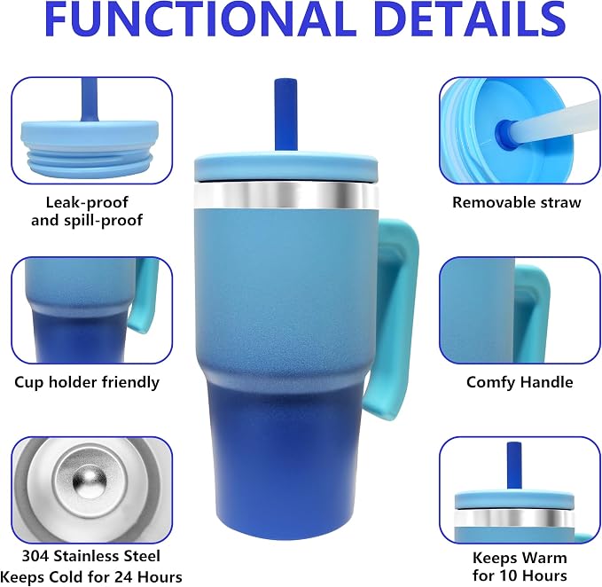 20-OZ Insulated Water Bottle,Insulated Stainless Steel Tumbler,Reusable Cold Drink Thermos,BPA-Free, Double-Wall Stainless Steel Water Bottle (Royal Blue, 20, Fluid Ounces) - Image 3