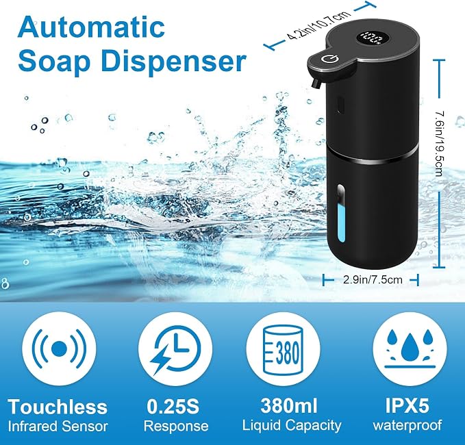 OHIFAST 2 Pack Automatic Foaming Soap Dispenser Touchless, USB Rechargeable - Image 2