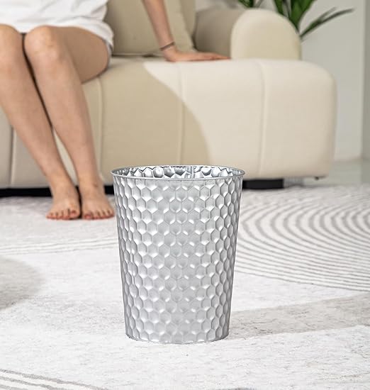Venalys Small Metal Trash Can Wastebasket, Decorative Honeycomb Garbage Can - Image 6