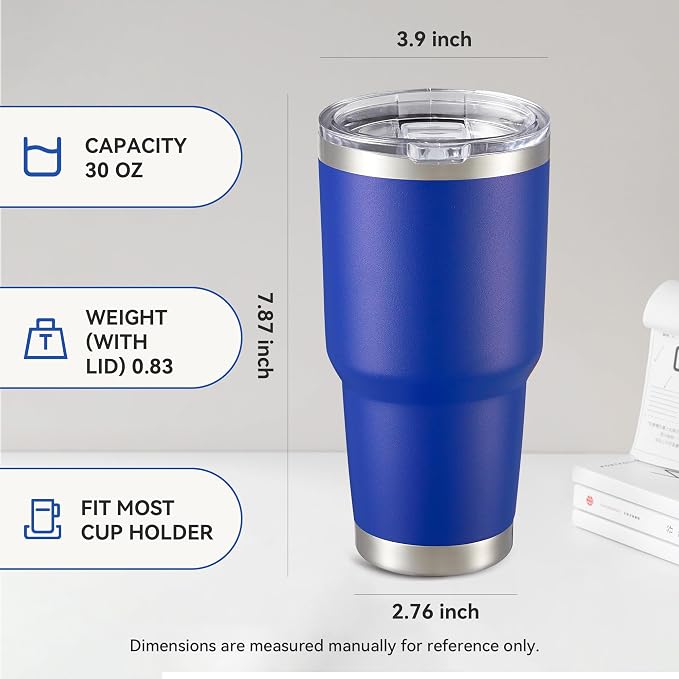 30 oz Tumbler with Lid Stainless Steel Tumblers Bulk Vacuum Insulated Cup Reusable Powder Coated Travel Mug Double Wall Leak Proof Cups Keep Cold Drinks for 12 Hours Blue, Set of 12 - Image 4