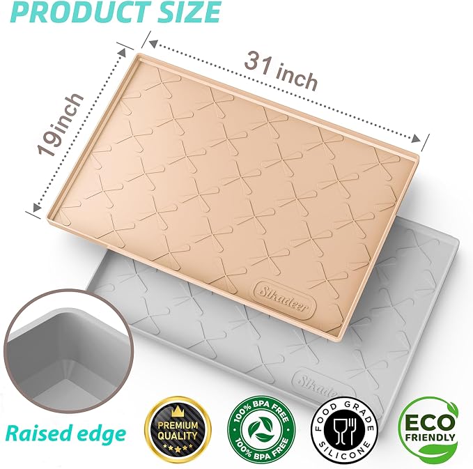 SIKADEER 31" x 19" Under Sink Mat Waterproof, Silicone Mat Kitchen Drawer Shelf - Image 3