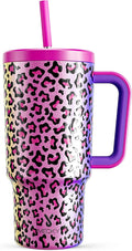Meoky 30 oz Tumbler with Handle, Tumbler with Lid and Straw, Insulated Stainless Steel Travel Mug, 100% Leak-proof, Cupholder Friendly, Keeps Cold for 24 Hours or Hot for 8 Hours (Celebration) by MEOKY