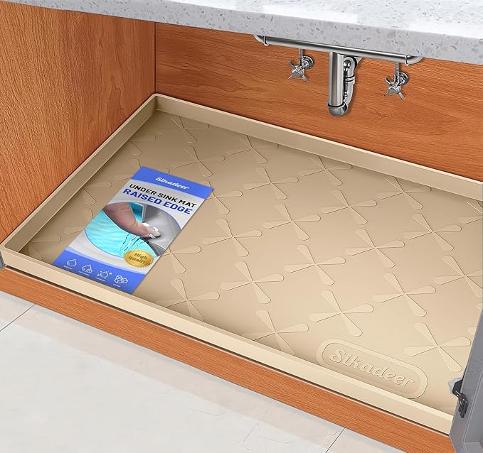 SIKADEER 31" x 19" Under Sink Mat Waterproof, Silicone Mat Kitchen Drawer Shelf by SIKADEER