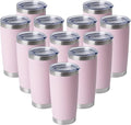HASLE OUTFITTERS 20oz Stainless Steel Tumblers Bulk, Insulated Travel Cup with Lid, Double Wall Vacuum Coffee Mug for Cold & Hot Drinks 12 Pack, Light Pink by HASLEOUTFITTERS