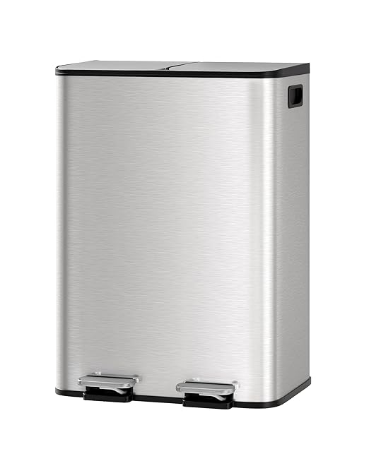 Garvee 2-in-1 Kitchen Trash and Recycle Combo, 30L Stainless Steel Step Trash by Garvee