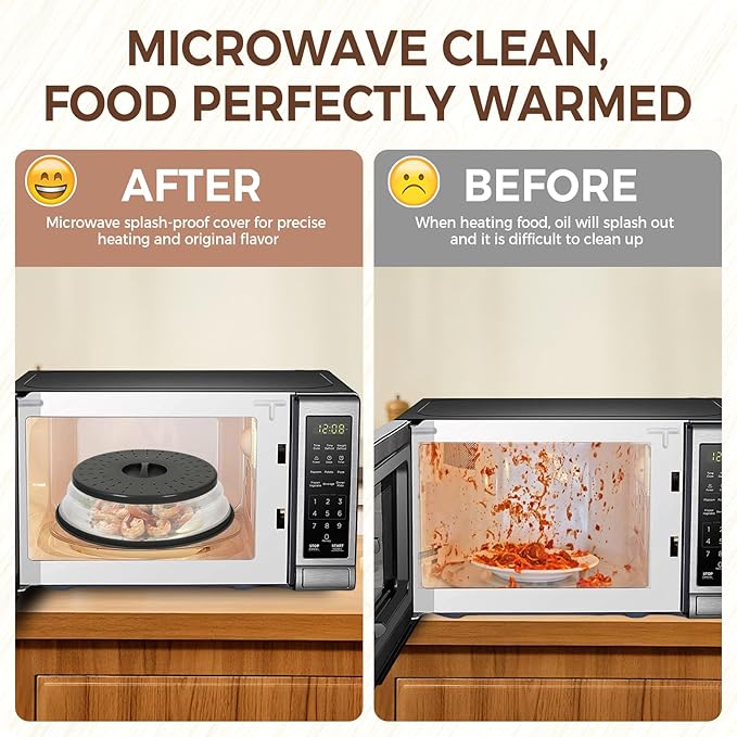 12 Inchs Microwave Splatter Cover & Silicone Mat, Large Vented Collapsible - Image 2