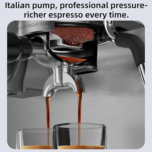 (2026 Upgrade) 15 Bar Espresso Machine with Built-in Anti-Clog Coffee Grinder, Expresso Coffee Machines with Milk Steam Wand/Frother/Tamping Tools,Espresso Maker with Grinder for Lattes-Almond - Image 2
