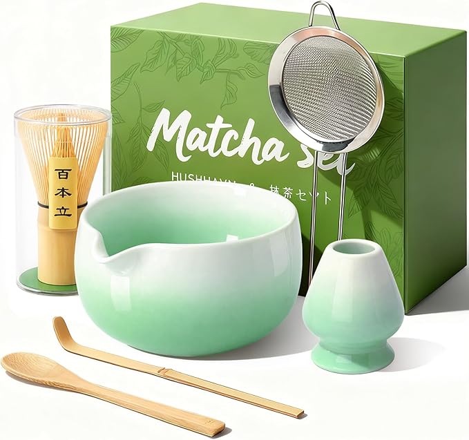 Matcha Whisk Set, Ceramic Matcha Set Includes Bowl & Holder, Bamboo Whisk by Unknown
