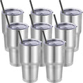DOMICARE 30oz Tumbler Bulk with Lid and Straw, Double Wall Travel Coffee Mug, Insulated Vacuum Stainless Steel Tumblers, Powder Coated Tumbler Cup (Stainless Steel, 8) by VisittheDOMICARE