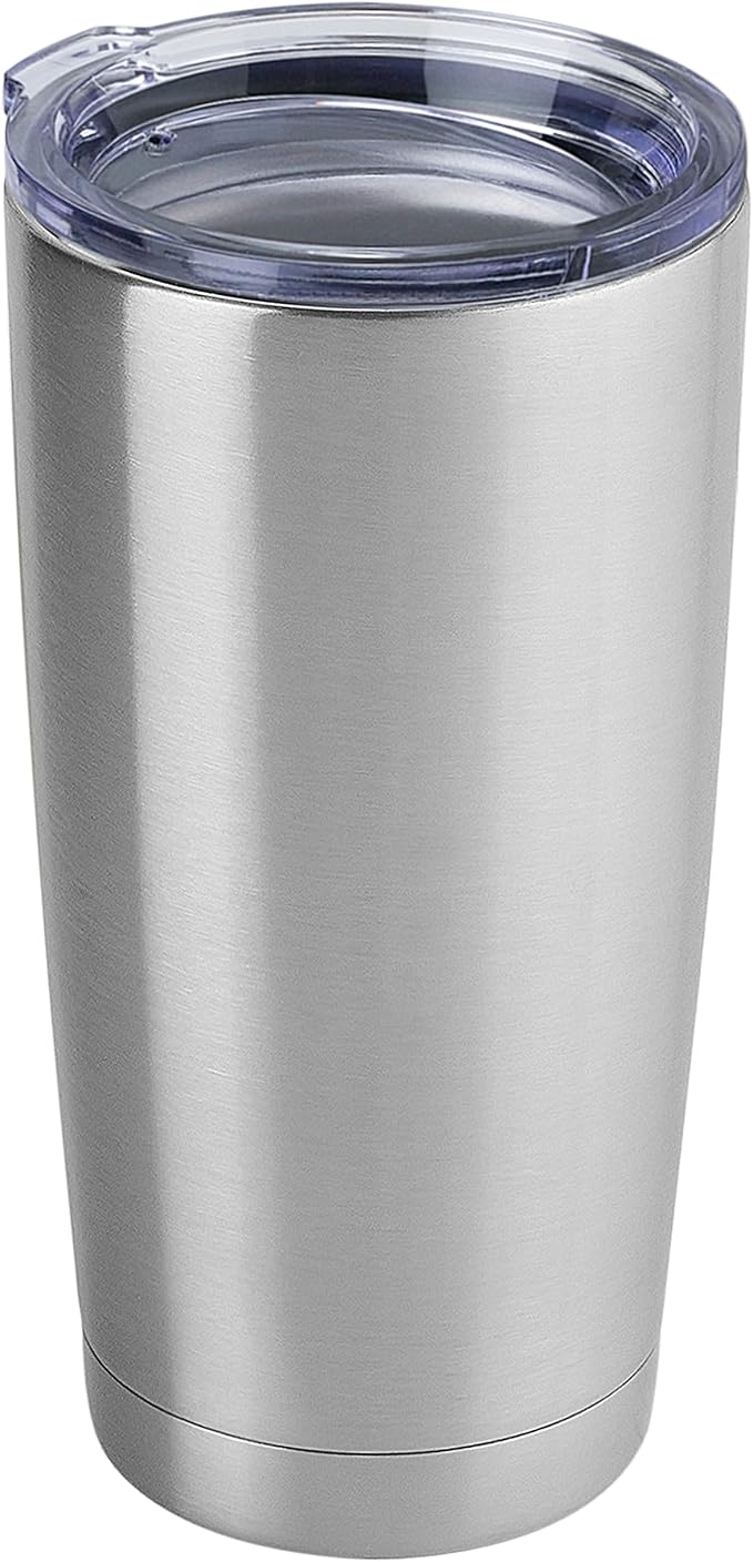 DOMICARE 20oz Stainless Steel Tumbler Bulk with Lid, Double Wall Vacuum Insulated Travel Mug, Powder Coated Coffee Cup, Stainless Steel, 1 Pack by VisittheDOMICARE