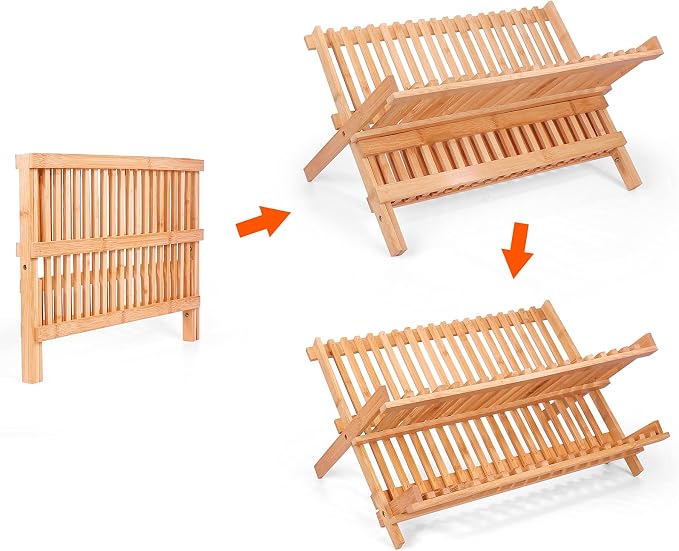 Collapsible Bamboo Dish Drying Rack - Image 6