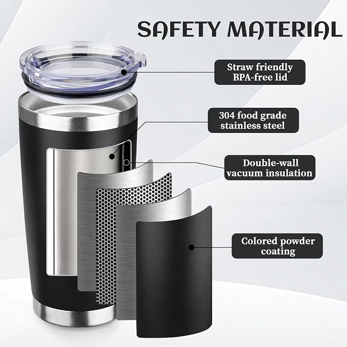 StarSpeed 20oz Tumbler Bulk with Lid, Stainless Steel Insulated Tumblers Double Wall Vacuum Insulated Travel Mug, Powder Coated Coffee Cups for Hot and Cold Drinks(Black,1) - Image 4