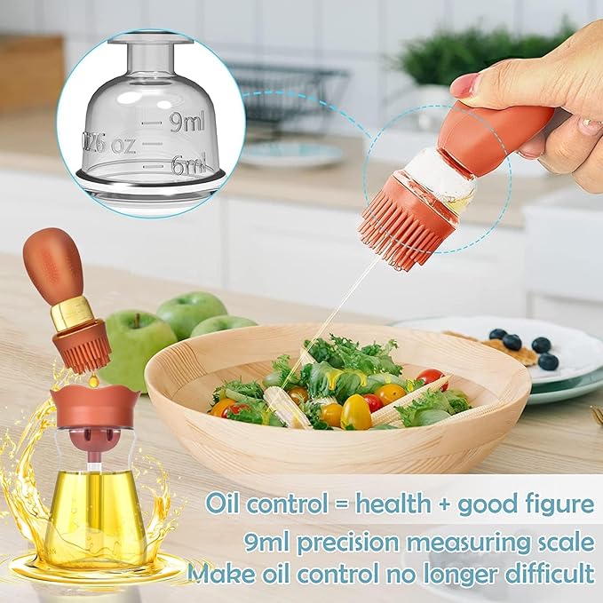 Oil Dispenser Bottle with Silicone Brush, 200ML 2 in 1 Silicone Dropper - Image 4