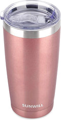 SUNWILL Travel Coffee Tumbler 20 oz, Insulated Mug with Lid, Stainless Steel Cup for Hot and Cold Drinks, Rose Gold by SUNWILL