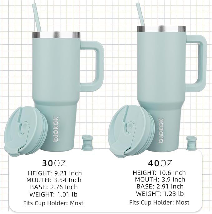 BJPKPK 30 oz Tumbler With Handle Insulated Tumblers With Lid And Straw Stainless Steel Thermal Cup,Blue Haze - Image 4