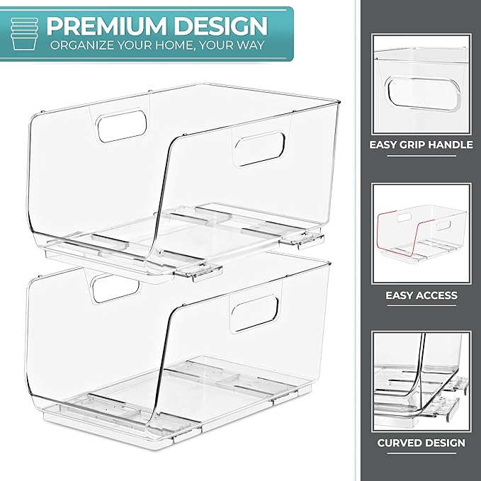 Sorbus Stackable Storage Bins Open Front - Image 6