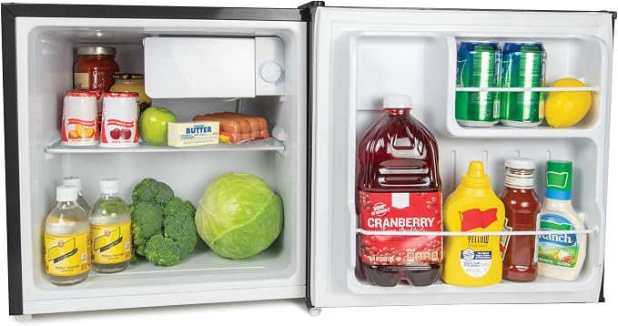 Igloo 1.6 Cu.Ft Mini Fridge with Freezer - Single Door Compact Refrigerator with Glass Shelves for Homes, Dorms & Offices - Keep Drinks & Frozen Foods Cool with Temperature Control Fridge - Platinum - Image 3