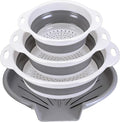 Collapsible Colander Set with Oversized Draining Tray | 3-Pack Foldable Kitchen by CLUREN