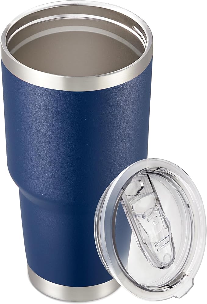 30 oz Tumbler with Lid Stainless Steel Tumblers Vacuum Insulated Cup Reusable Powder Coated Travel Mug Double Wall Leak Proof Portable Cups Keep Cold Drinks for 12 Hours, Navy, 1 Pack by CoolYoleb