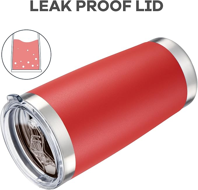 20 oz Tumbler with Lid Stainless Steel Double Wall Vacuum Insulated Tumblers Powder Coated Cups Travel Mug Keep Drinks Cold and Hot, Wine Red - Image 4