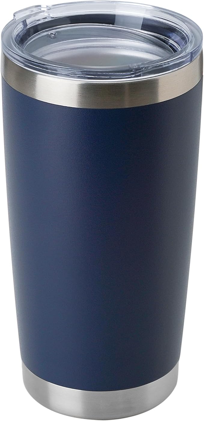 DOMICARE 20oz Stainless Steel Tumbler Bulk with Lid, Double Wall Vacuum Insulated Travel Mug, Powder Coated Coffee Cup, Powder Navy, 1 Pack by VisittheDOMICARE