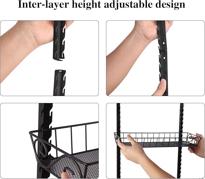 SWOMMOLY Adjustable Wall Mount Spice Rack Organizer, 12-Tier Dual-use Hanging - Image 7