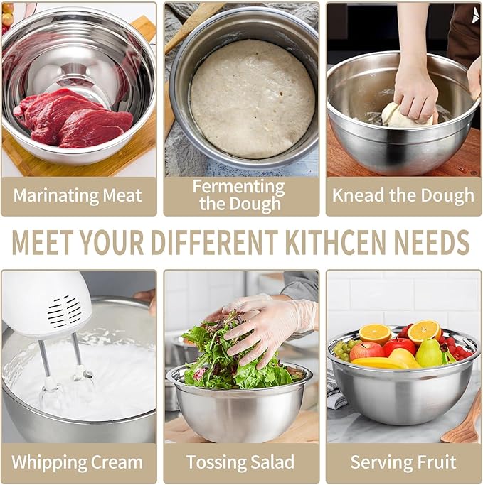 WEPSEN Mixing Bowls Set, Measuring Cups and Spoons - Image 4