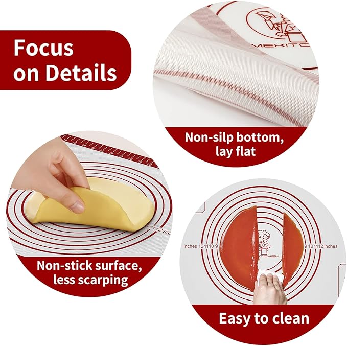 Silicone Baking Pastry Mat, Non Stick Dough Rolling Sheet - Image 2