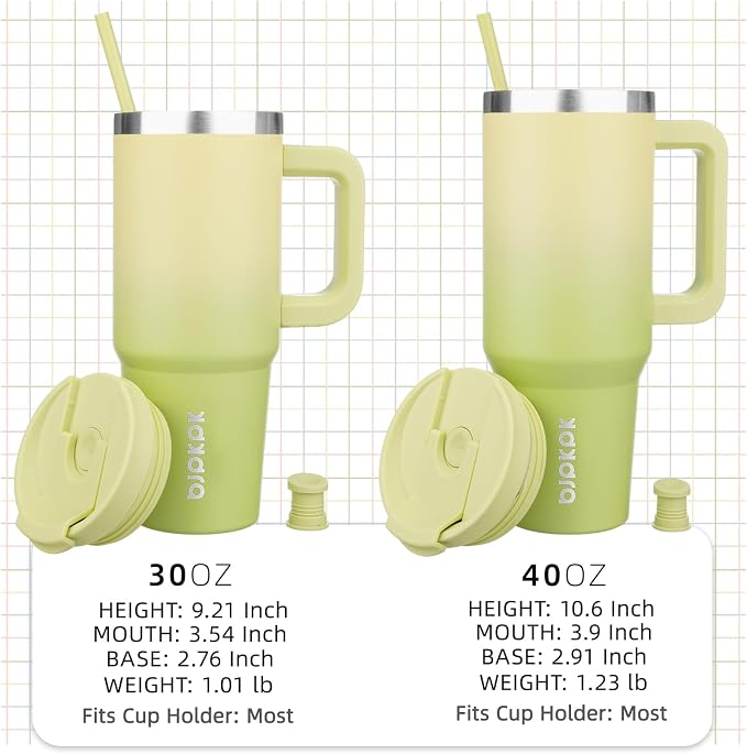 BJPKPK Tumbler With Handle And Straw 40oz Insulated Tumbler Cups With Lid Stainless Steel Travel Coffee Mug,Lime - Image 4