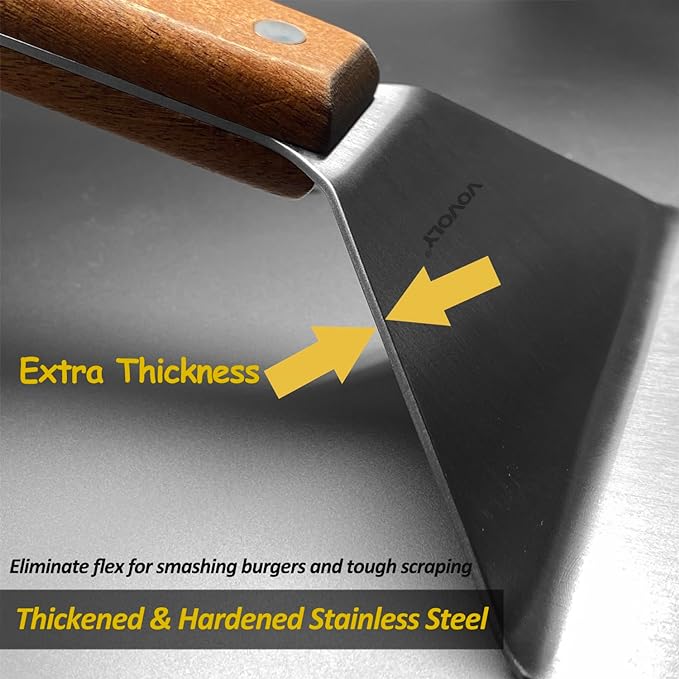 Stainless Steel Metal Spatula, Long Griddle Spatula, Hamburger Smasher Turner - Image 5
