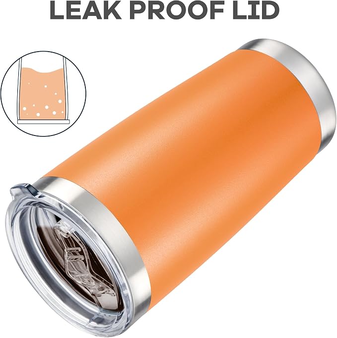 20 oz Tumbler with Lid Stainless Steel Insulated Tumblers Bulk Double Wall Vacuum Cups Powder Coated Travel Mug Keep Drinks Cold and Hot, Orange, 12 Pack - Image 4