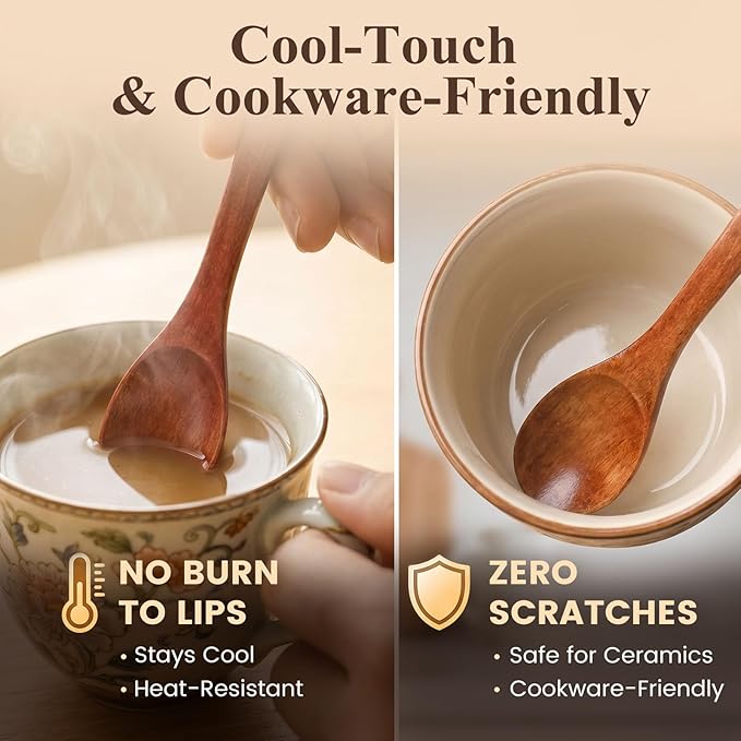 HANSGO 12PCS Small Wooden Spoons, 5 Inches Honey Spoon - Image 4