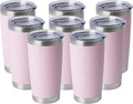 HASLE OUTFITTERS 20oz Stainless Steel Tumblers Bulk, Insulated Travel Cup with Lid, Double Wall Vacuum Coffee Mug for Cold & Hot Drinks 8 Pack, Light Pink by HASLEOUTFITTERS