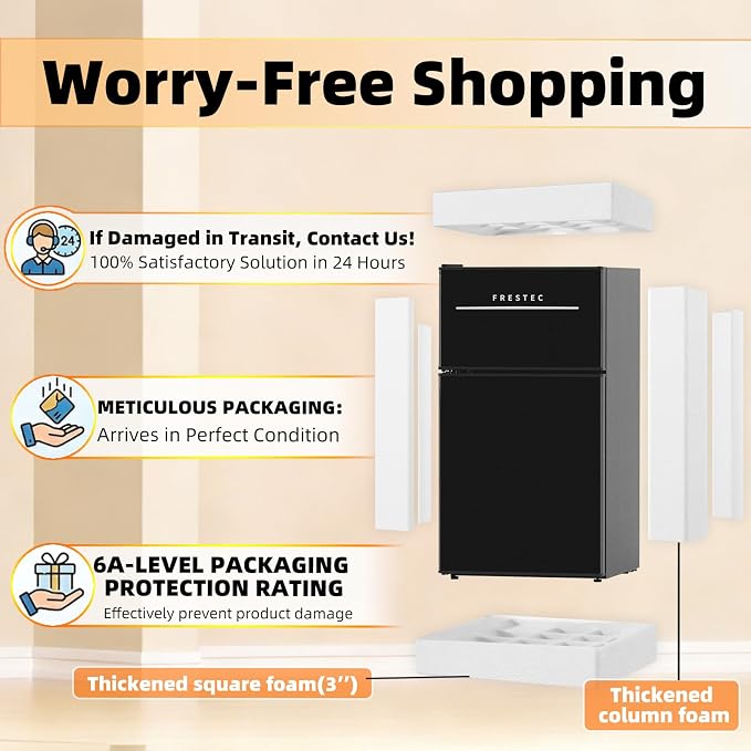 Mini Fridge with Freezer 3.2 Cu.Ft. 2 Door Refrigerator and Freezer Small Fridge for Bedroom Home Office Dorm, Small Drink Chiller, 37 dB Low Noise, Black - Image 4