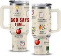 Christian Teacher Gift, 40oz God Says I Am Teacher Tumbler With Handle, Christian Gifts for Women, Inspirational Religious Birthday Gifts for Teachers Bible Verse Cup, Teachers Appreciation Gifts by NIAXAUYT