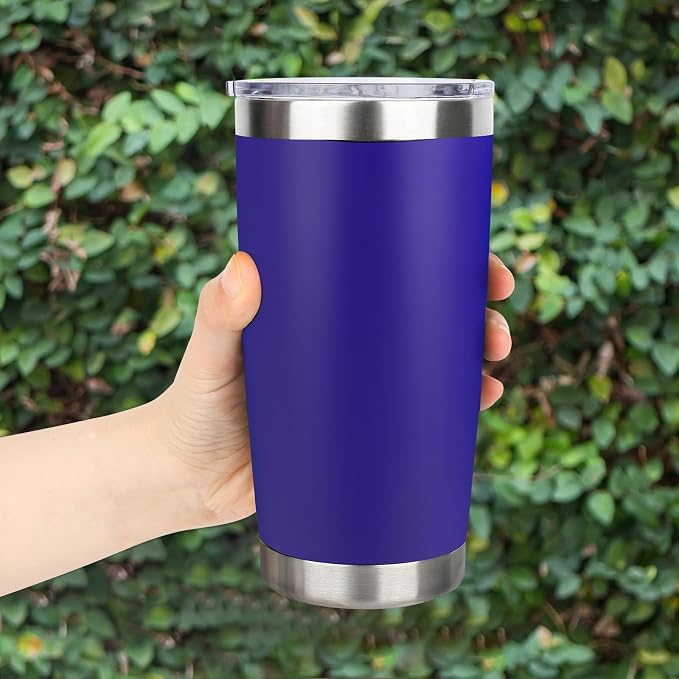 20oz Stainless Steel Tumbler Bulk with Lid, Travel Mug - Double Wall Vacuum Powder Coated Cup - Dark Blue, 12 Pack - Image 6