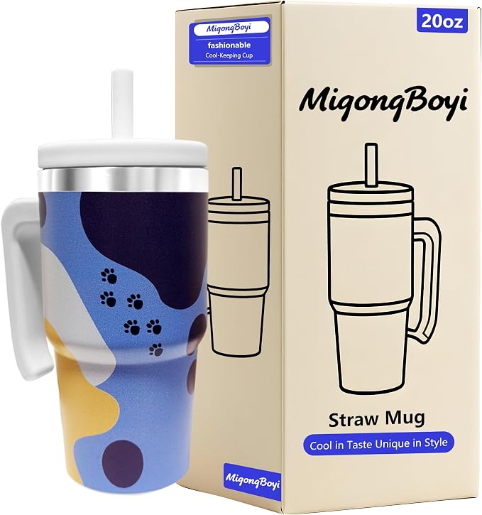 2PCS 20-OZ Insulated Water Bottle,Insulated Stainless Steel Tumbler,Reusable Cold Drink Thermos,BPA-Free, Double-Wall Stainless Steel Water Bottle (Blue-Hoo rays, 20, Fluid Ounces) by Unknown