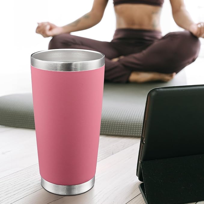 AIANJI 20oz Tumbler Bulk Stainless Steel Tumblers with Lid Vacuum Insulated Double Wall Travel Coffee Mug Powder Coated Tumbler Cup for Hot and Cold Drinks(Pink, 12 pack) - Image 2