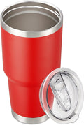 30 oz Tumbler with Lid Stainless Steel Tumblers Vacuum Insulated Cup Reusable Powder Coated Travel Mug Double Wall Leak Proof Portable Cups Keep Cold Drinks for 12 Hours, Wine Red, 1 Pack by CoolYoleb