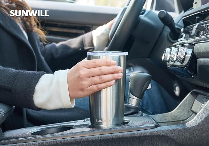 SUNWILL Travel Coffee Tumbler 20 oz, Stainless Steel Mug with Lid, Insulated Cup for Water, Tea, Hot and Cold Drinks, Silver - Image 6