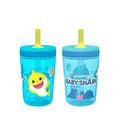 Zak Designs 15oz Baby Shark Kelso Tumbler Set, Leak-Proof Screw-On Lid with Straw Made of Durable Plastic and Silicone, Perfect Bundle for Kids (2pcs Set) by ZakDesigns