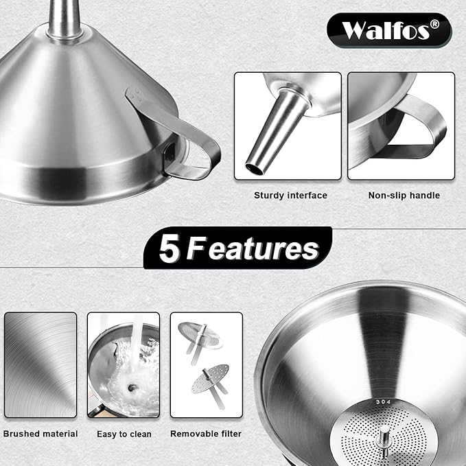 Walfos Extra Large Stainless Steel Funnel - Image 7