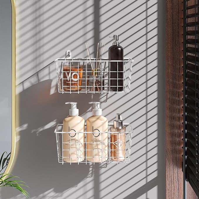MaraFansie Hanging Wire Baskets Kitchen Storage Basket Adhesive and Screws - Image 4