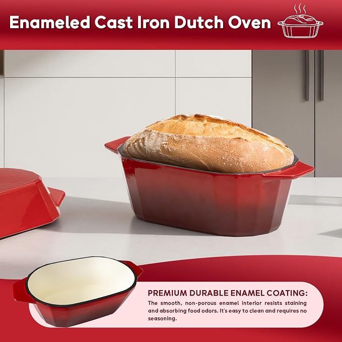 Enameled Cast Iron Sourdough Bread Oven – 3.3QT Dutch Oven - Image 5